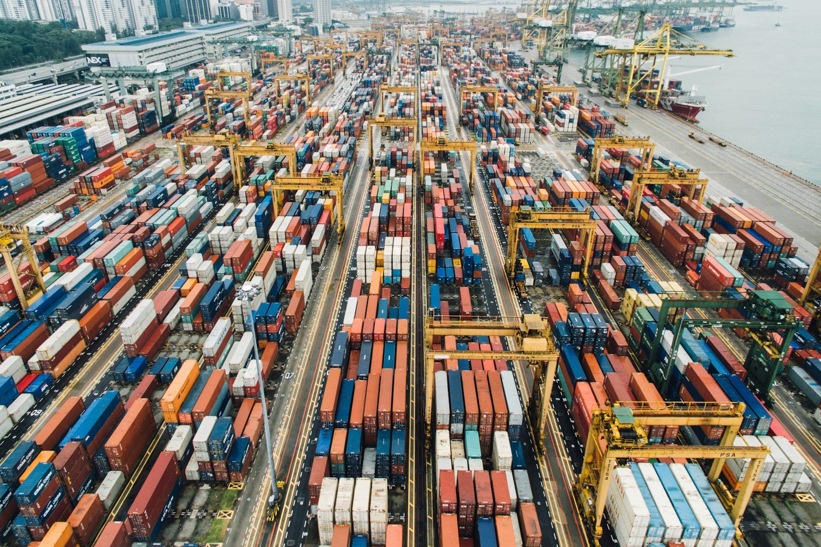 Aerial cargo terminal representing connected international logistics operations