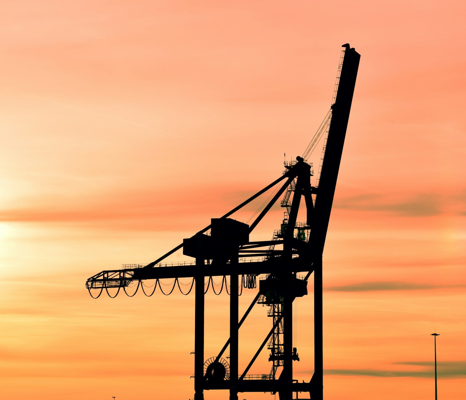 Container crane prepared for ocean freight handling at port