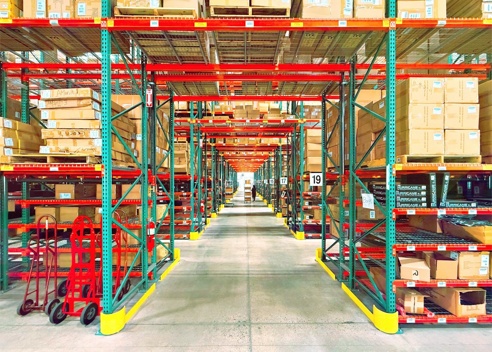 Organised distribution centre prepared for shipment processing